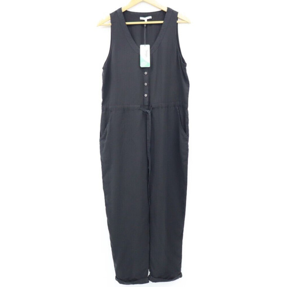 Love Tree Women's Black Tencel Sleeveless Jumpsuit Size L NWT NEW Tie Waist - Picture 1 of 13